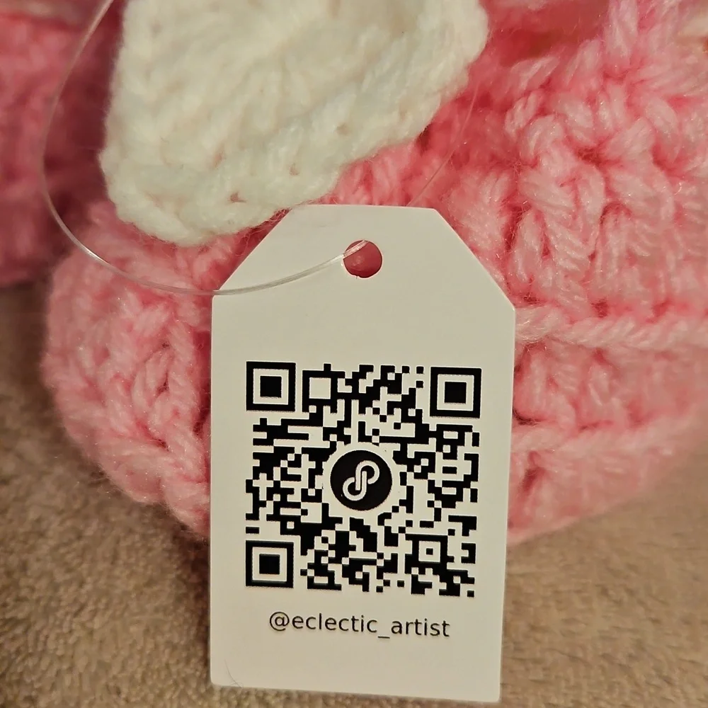 Hand Crafted Pink Crochet Baby Booties with Heart Design hand Knit Handmade 5